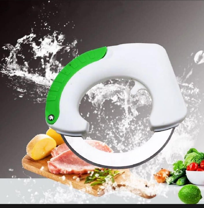 Circular Rolling Knife Stainless Steel, Universal Kitchen Knife, Round Knife Kitchen Cutter with Cover, Circular Rolling Knife