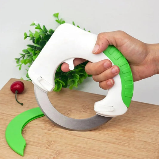 Circular Rolling Knife Stainless Steel, Universal Kitchen Knife, Round Knife Kitchen Cutter with Cover, Circular Rolling Knife